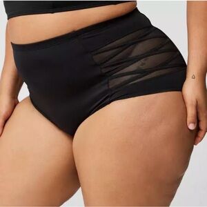 Torrid Black Mesh Detail Swim Bottoms NWT